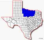 Map showing the counties of North Central Texas
